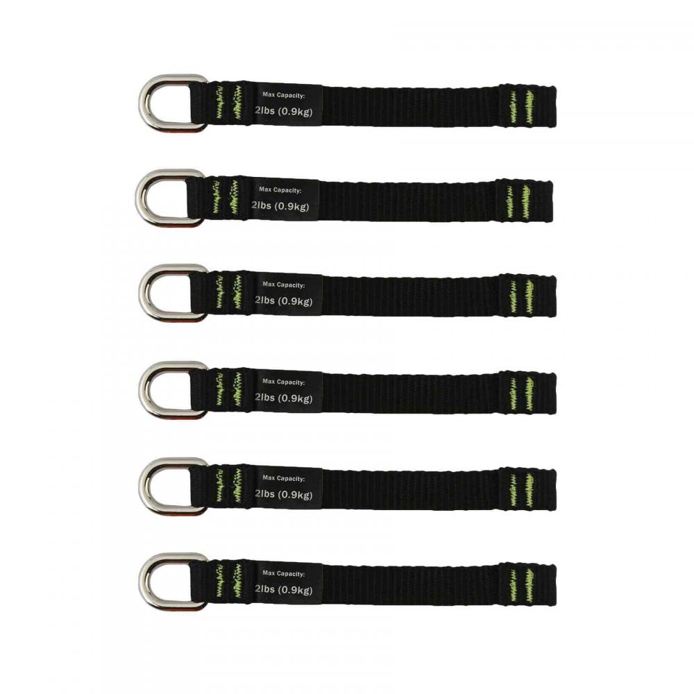 3700 6-pack Long Black Web D-Ring Tool Tails - 2lbs