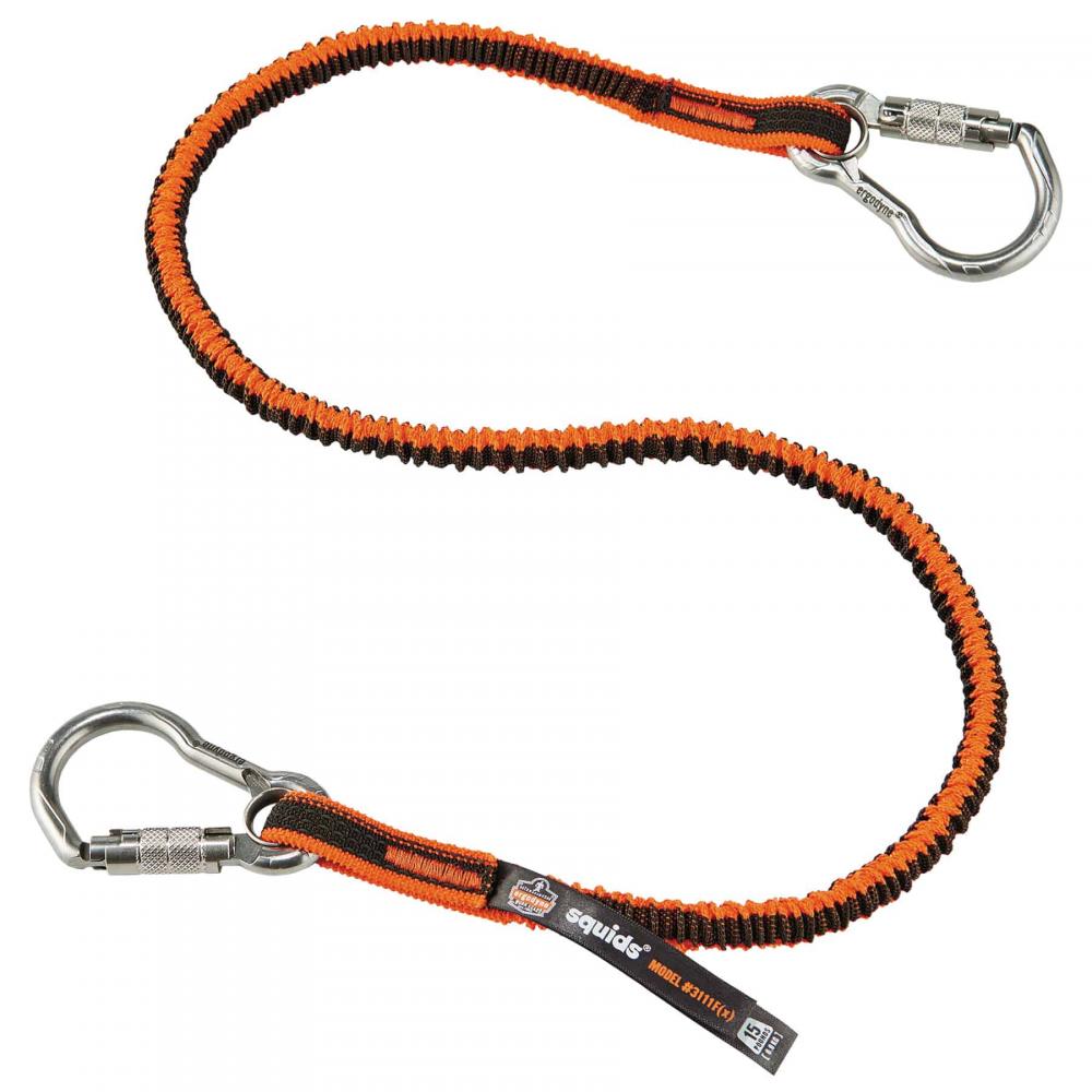3111F(x) Standard Orange and Gray Lanyard - Dual SS Carabiners - 15lbs