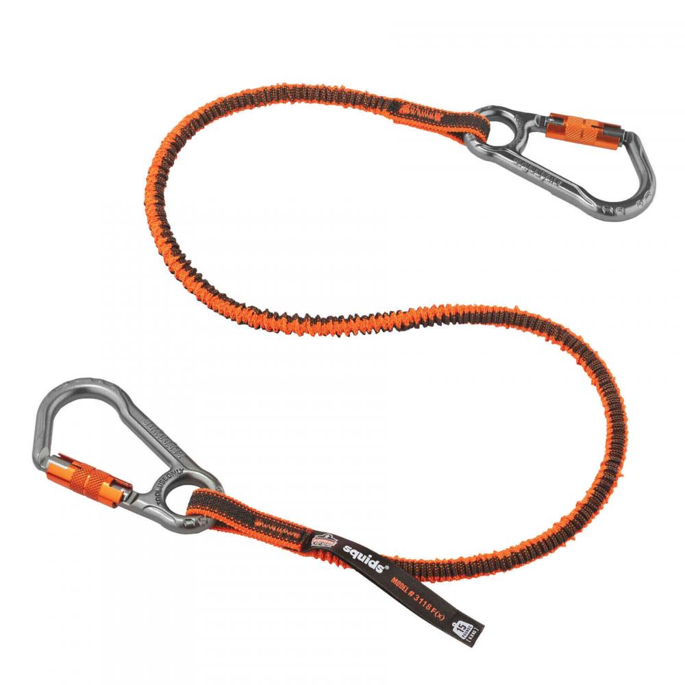 3118F(x) Standard Orange and Gray Lanyard - Dual Locking Carabiners - 15lbs