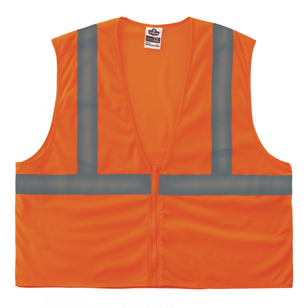 8205Z S/M Orange Class 2 Super Economy Mesh Vest - Zipper