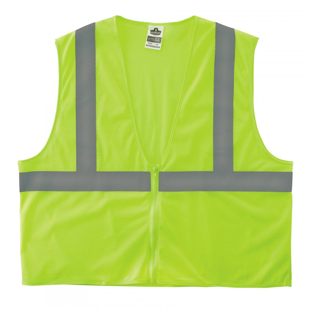8205Z 4XL/5XL Lime Class 2 Super Economy Mesh Vest - Zipper