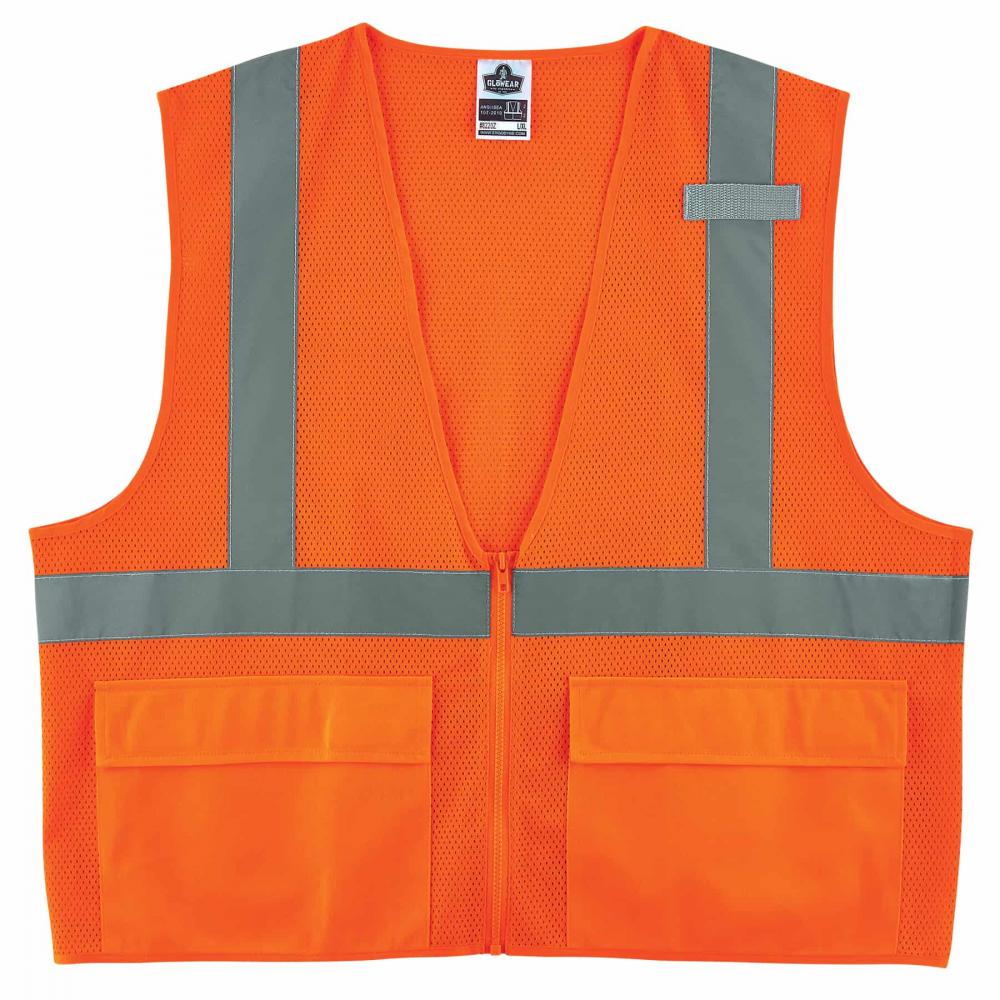 8220Z S/M Orange Class 2 Standard Mesh Vest - Zipper