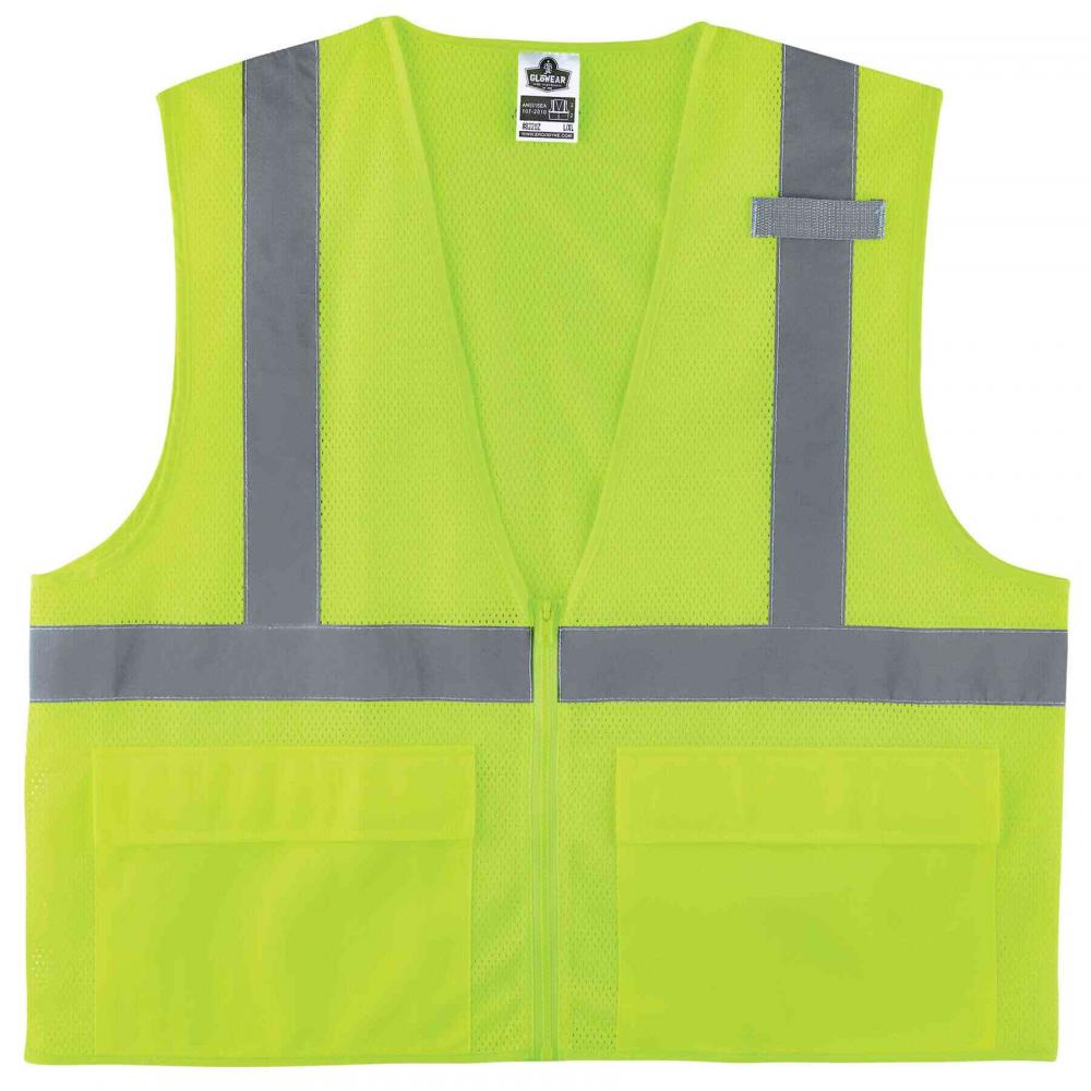 8220Z 4XL/5XL Lime Class 2 Standard Mesh Vest - Zipper