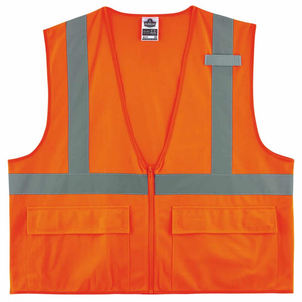 8225Z S/M Orange Class 2 Standard Solid Vest - Zipper