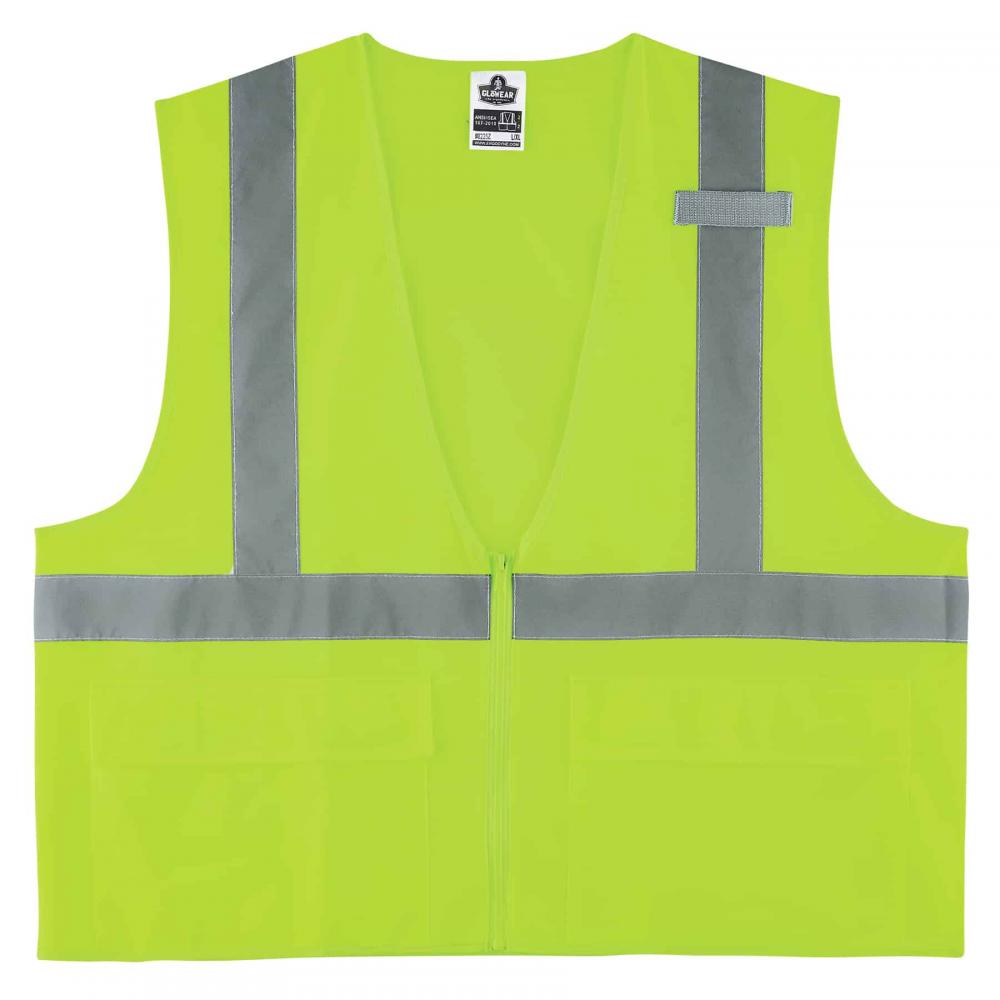 8225Z 4XL/5XL Lime Class 2 Standard Solid Vest - Zipper