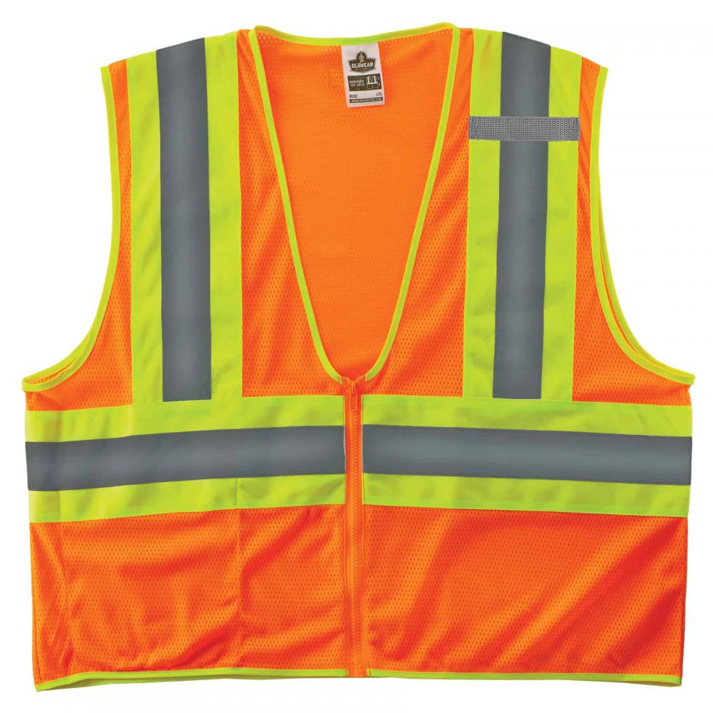 8229Z 4XL/5XL Orange Class 2 Economy Two-Tone Vest - Zipper