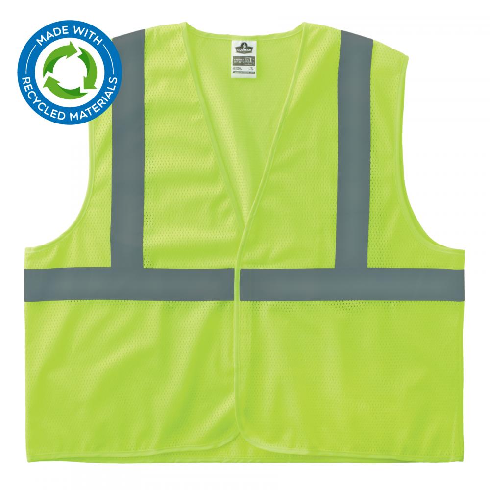 8205HL-ECO XS Lime Class 2 Safety Vest Recycled