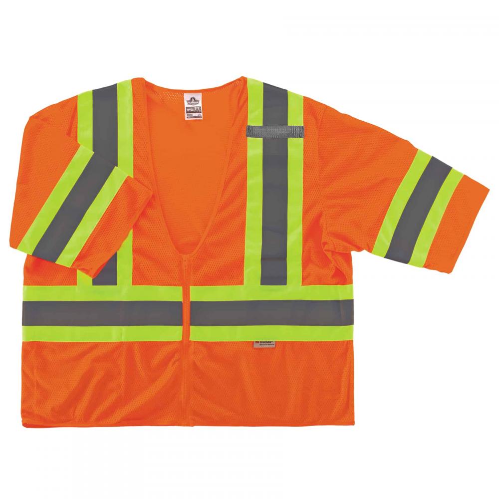 8330Z S/M Orange Class 3 Two-Tone Vest - Zipper