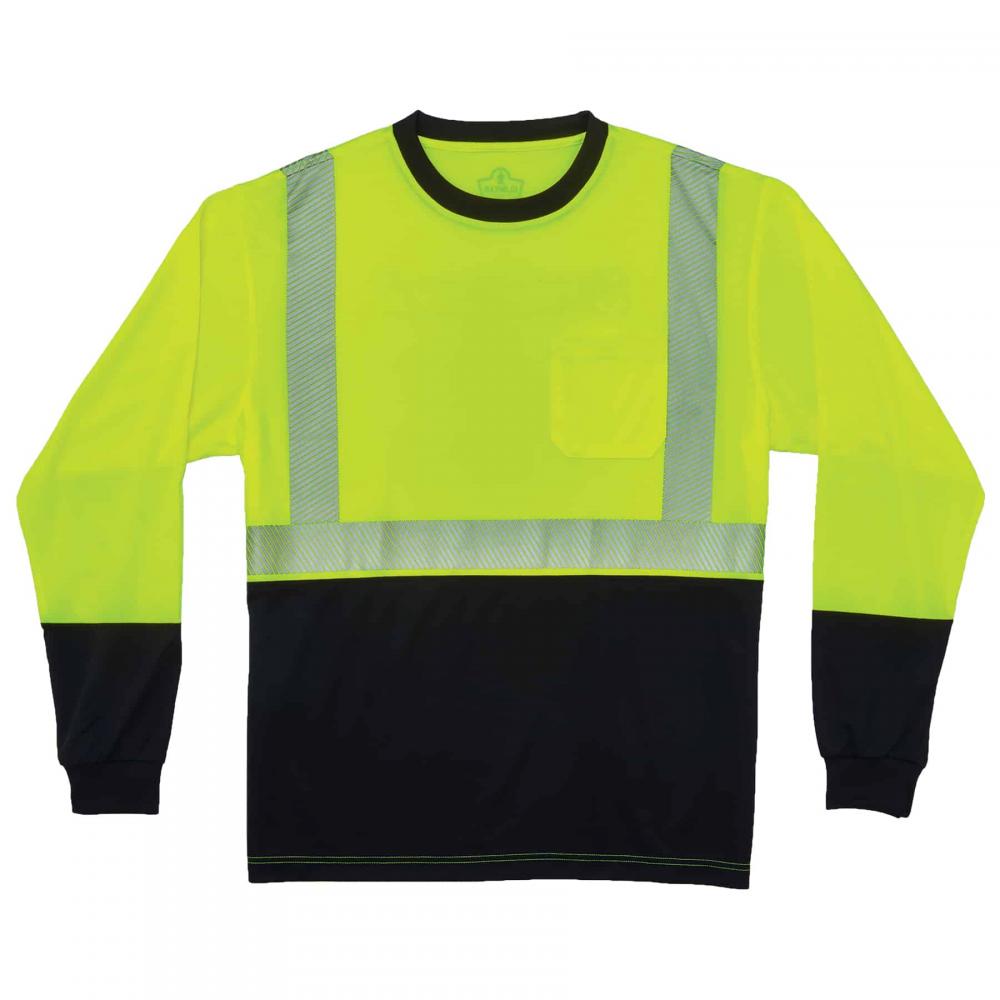 8281BK S Lime Class 2 Long Sleeve Shirt Black Bottom
