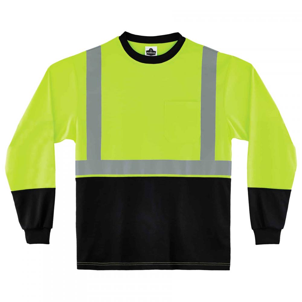 8291BK 5XL Lime Class 2 Hi-Vis Long Sleeve Shirt Black Bottom