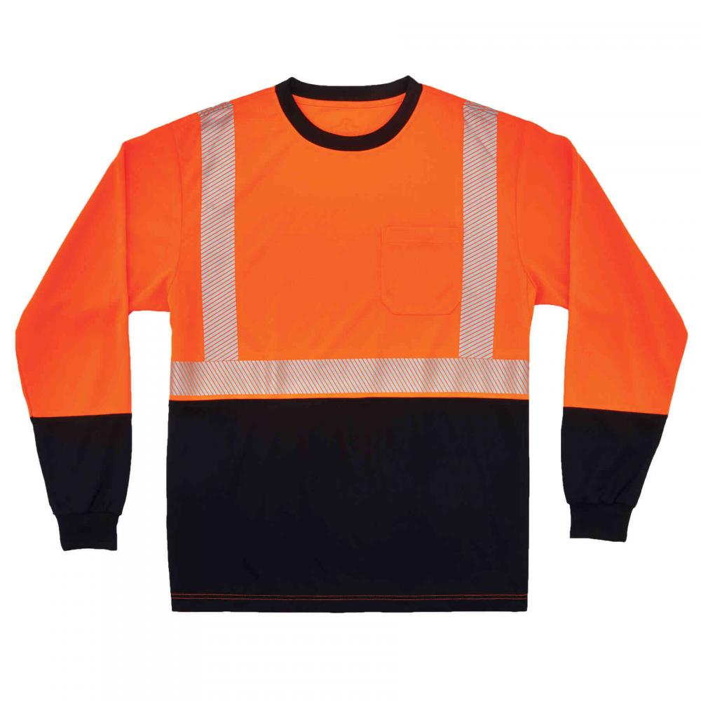 8281BK 10XL-LONG Orange Class 2 Long Sleeve Shirt Black Bottom