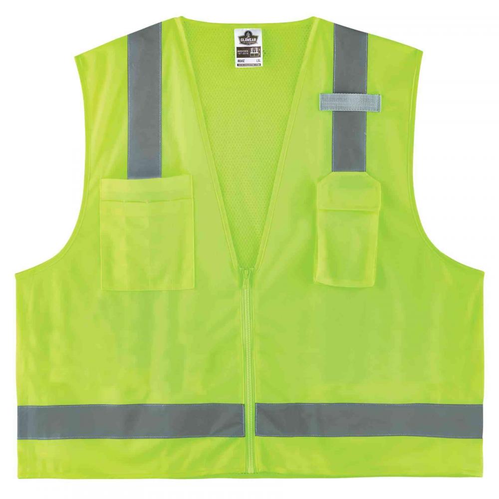 8249Z 4XL/5XL Lime Class 2 Economy Surveyors Vest - Zipper