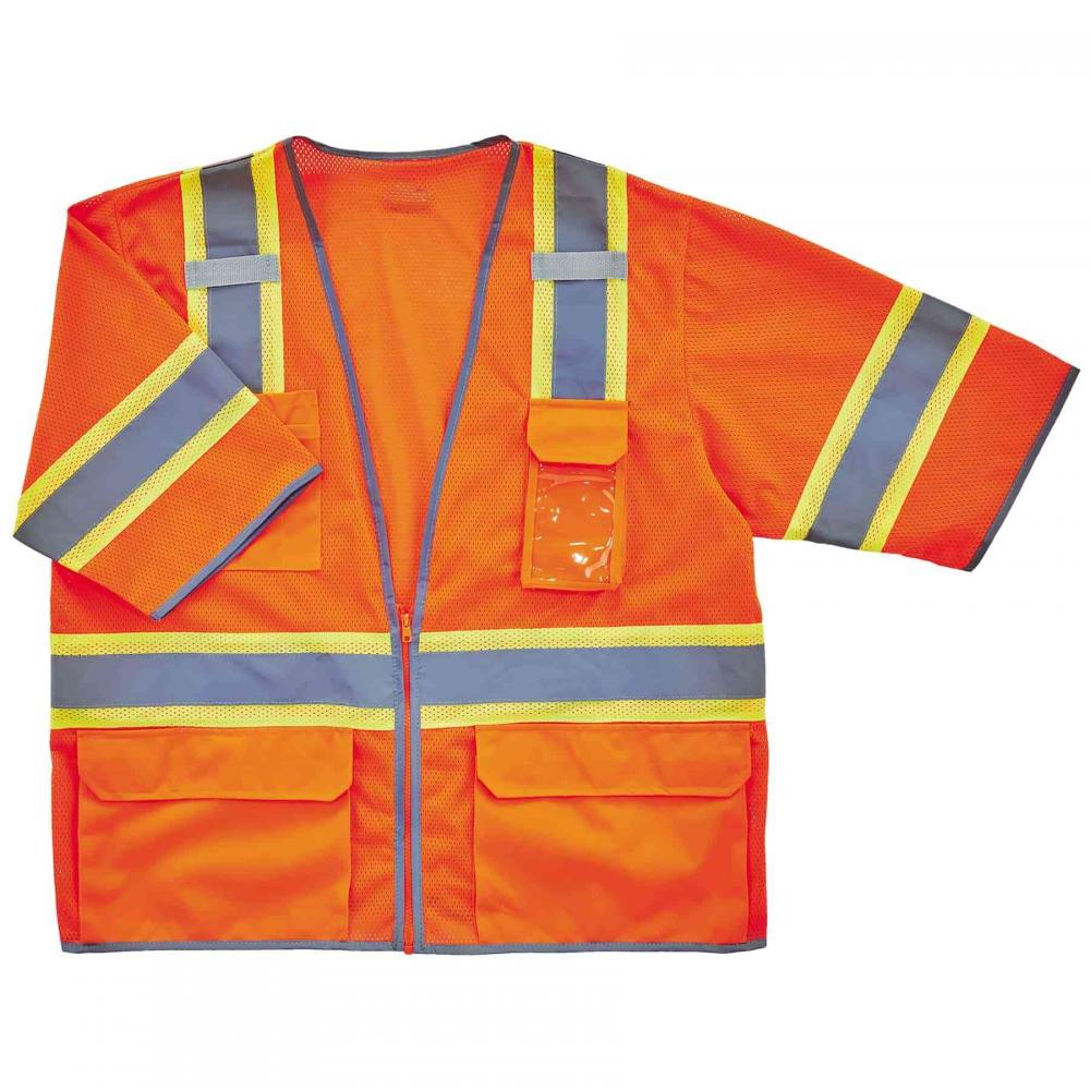 8346Z S/M Orange Class 3 Two-Tone Hi-Vis Surveyor Vest - Zipper