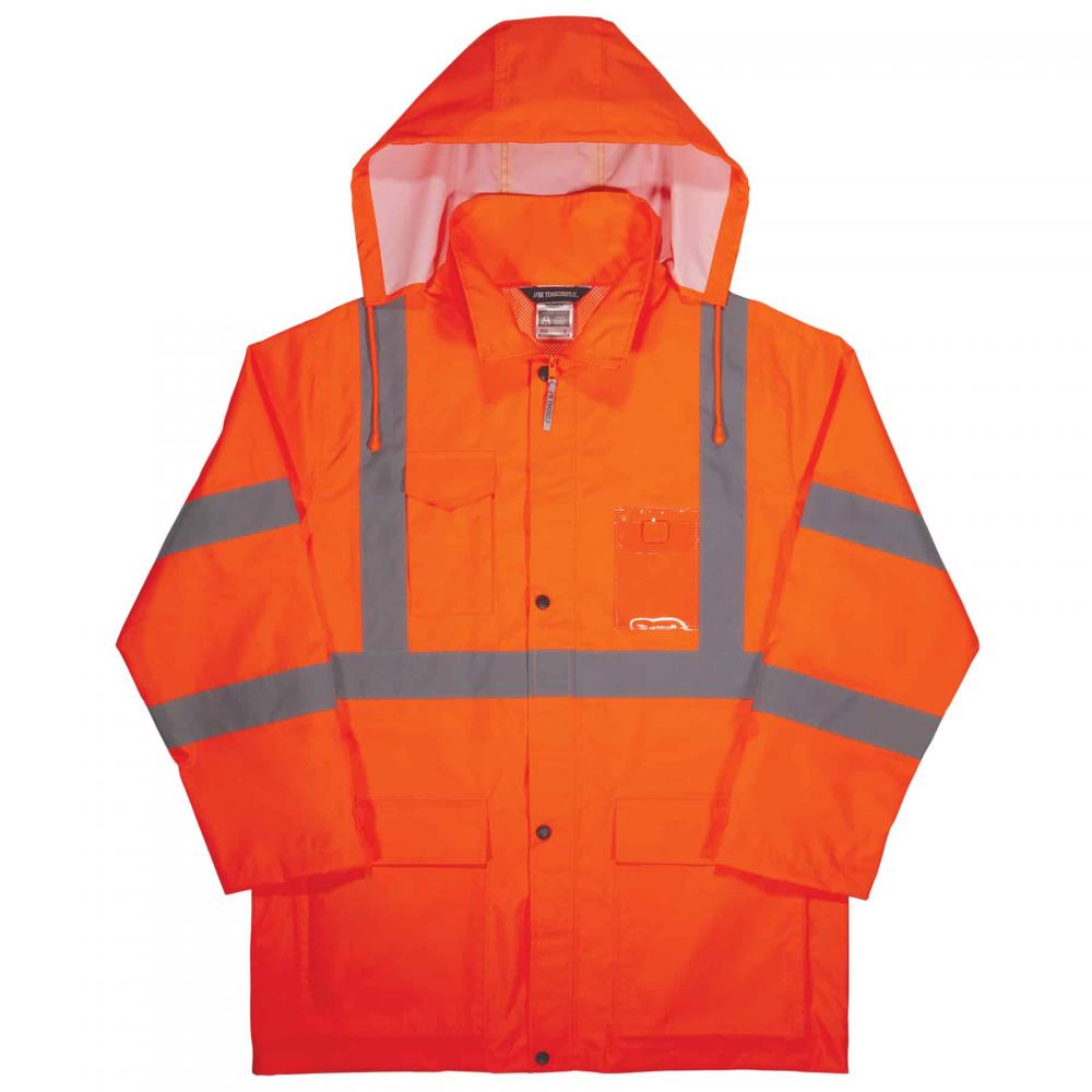 8366 5XL Orange Class 3 Lightweight Hi-Vis Rain Jacket