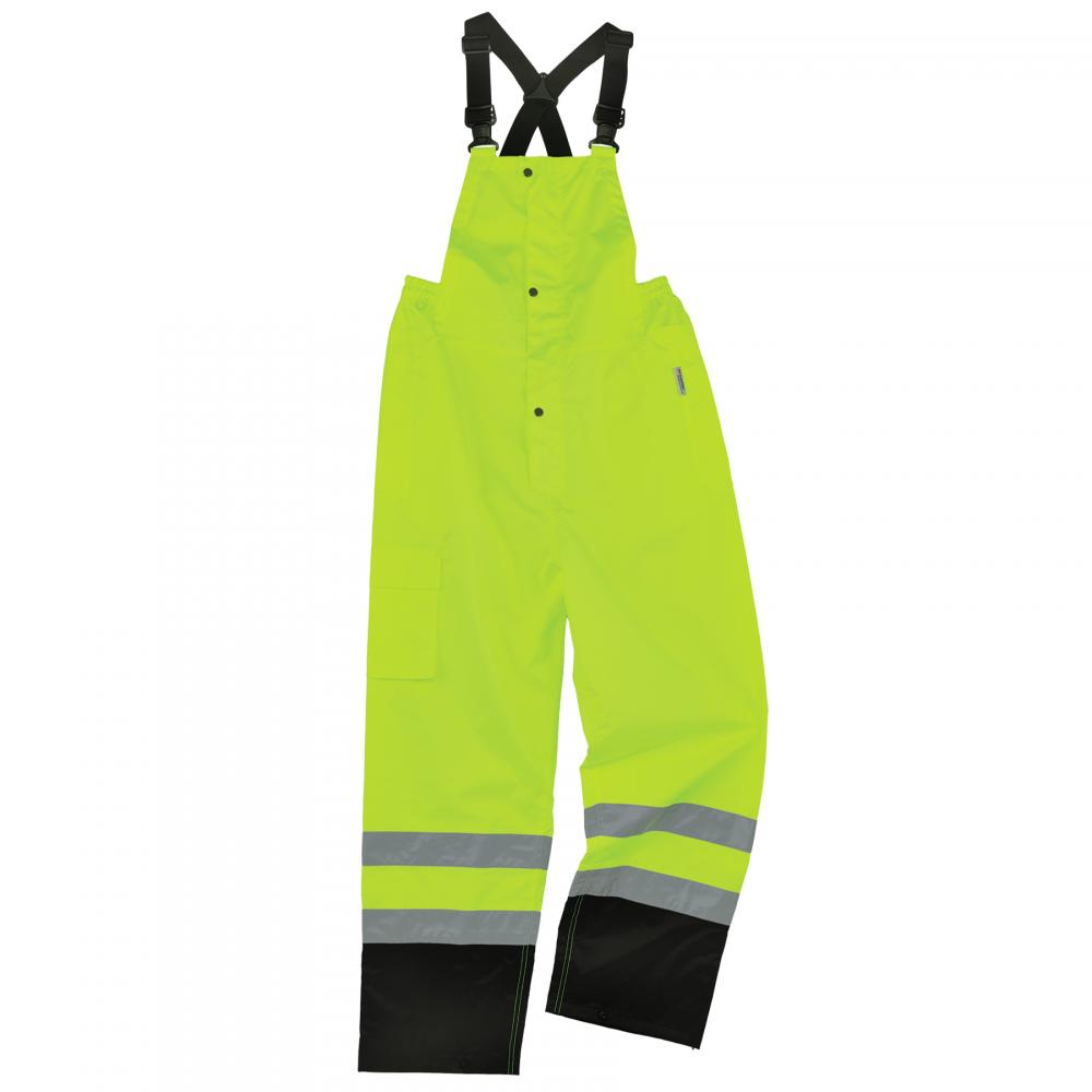 8918BK 5XL Lime Class E Hi-Vis Rain Bibs Black Bottom