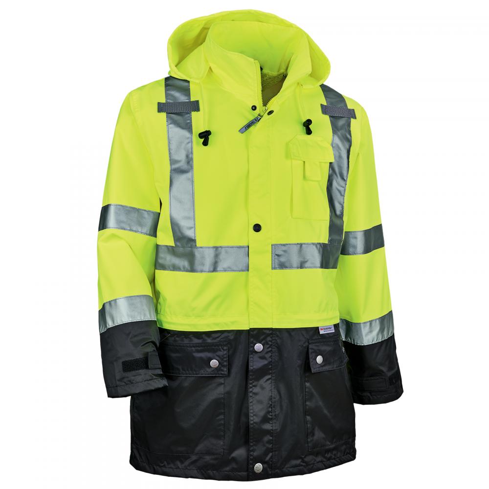 8365BK 5XL Lime Class 3 Hi-Vis Rain Jacket Black Bottom