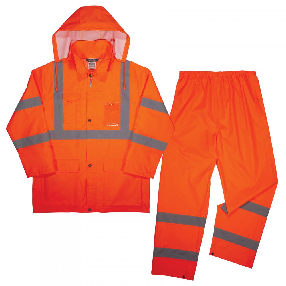 8376K M Orange Lightweight HV Rain Suit