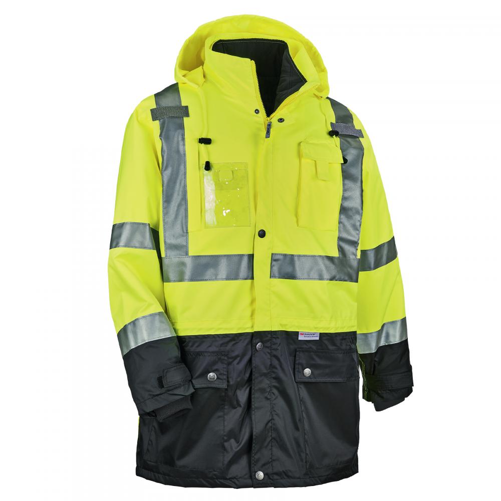 8388 S Lime 4-in-1 Hi-Vis Winter Jacket Parka Black Bottom
