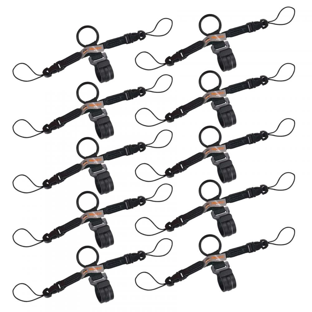 3141 10-pack Black Barcode Scanner Lanyard D-Ring and Clip