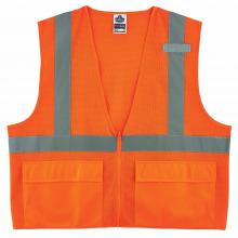 Ergodyne 21113 - 8220Z S/M Orange Class 2 Standard Mesh Vest - Zipper