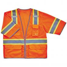 Ergodyne 24153 - 8346Z S/M Orange Class 3 Two-Tone Hi-Vis Surveyor Vest - Zipper