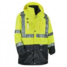 Ergodyne 25532 - 8388 S Lime 4-in-1 Hi-Vis Winter Jacket Parka Black Bottom