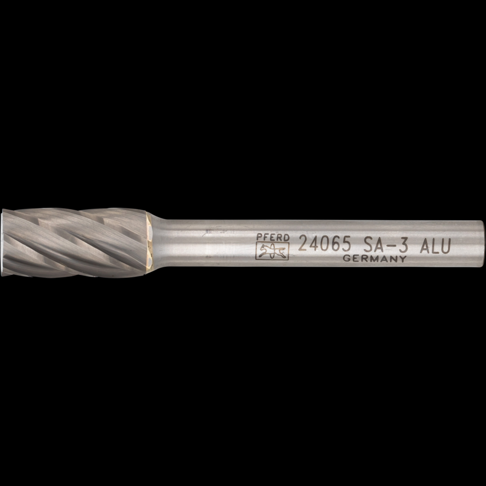 PFERD Carbide Bur SA-3 Cylindrical Uncut End ALU Cut 3/8&#34; x 3/4&#34; x 1/4&#34; Shank