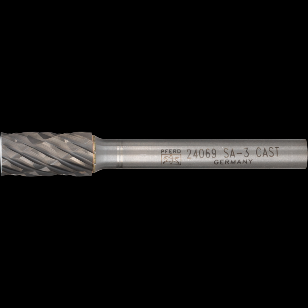 PFERD Carbide Bur SA-3 Cylindrical Uncut End CAST Cut 3/8&#34; x 3/4&#34; x 1/4&#34; Shank