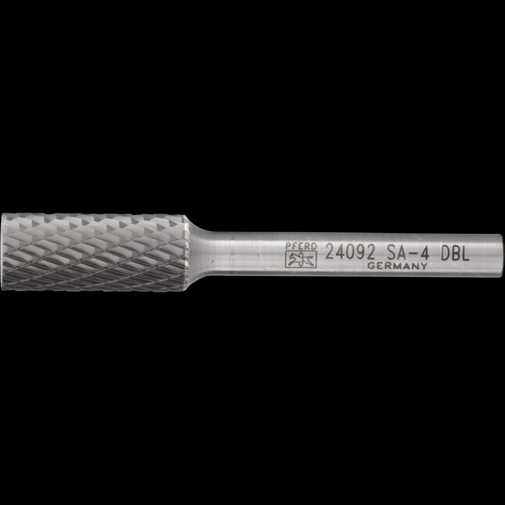 PFERD Carbide Bur SA-4 Cylindrical Uncut End Double Cut 7/16&#34; x 1&#34; x 1/4&#34; Shank