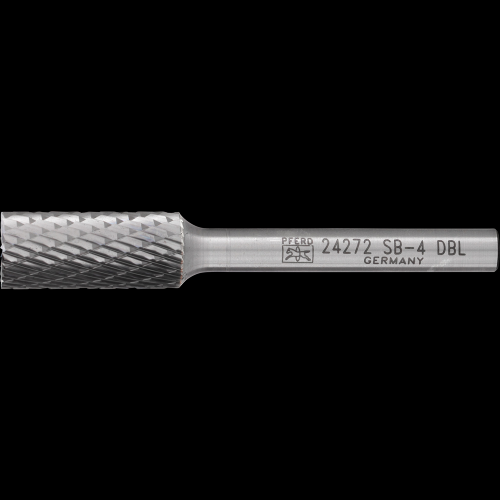 PFERD Carbide Bur SB-4 Cylindrical End Cut Double Cut 7/16&#34; x 1&#34; x 1/4&#34; Shank