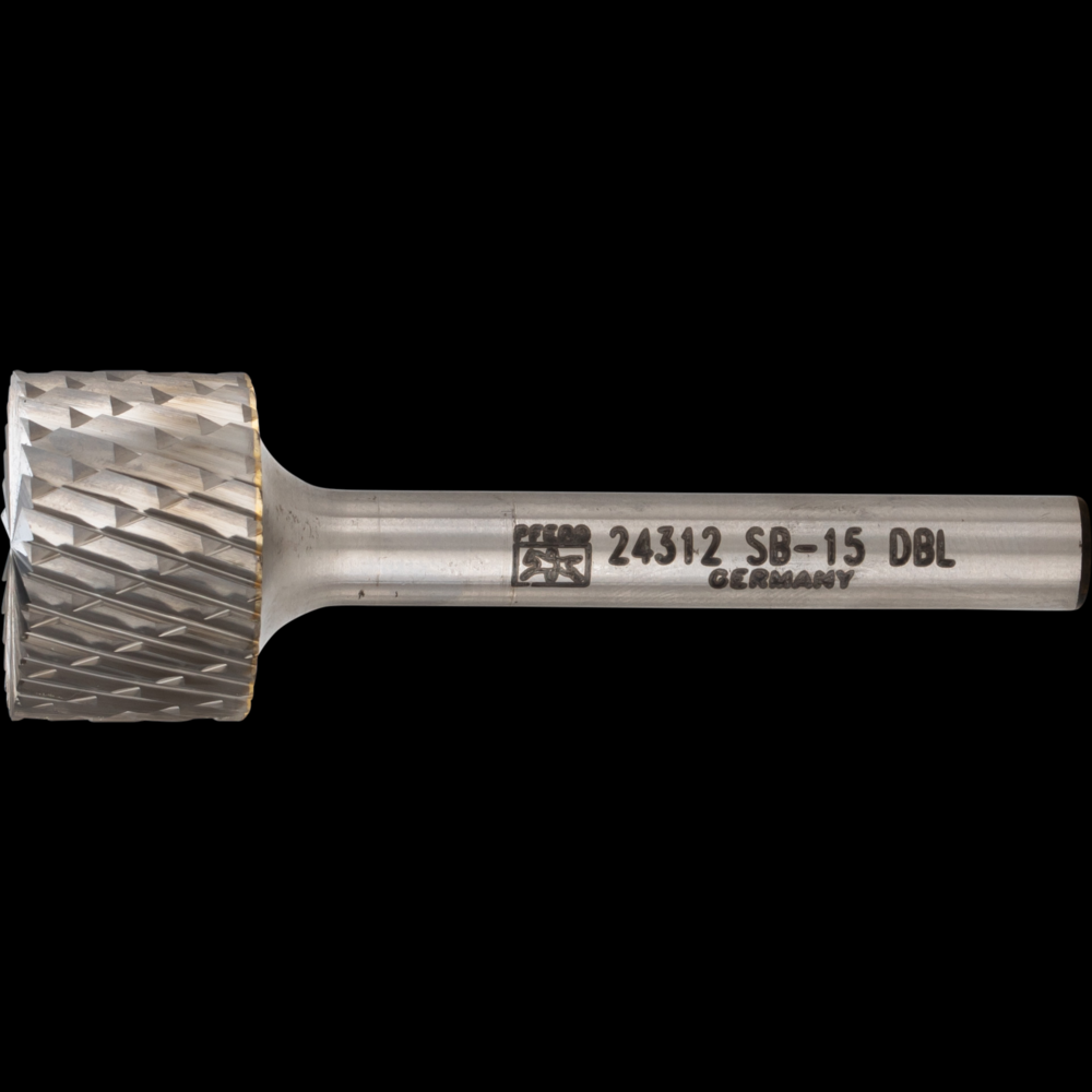 PFERD Carbide Bur SB-15 Cylindrical End Cut Double Cut 3/4&#34; x 1/2&#34; x 1/4&#34; Shank