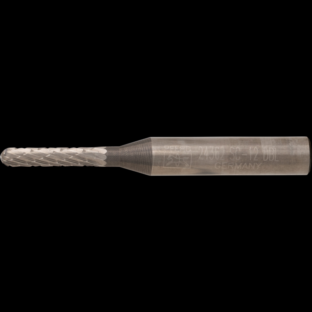 PFERD Carbide Bur SC-12 Cylindrical Radius End Double Cut 1/8&#34; x 5/8&#34; x 1/4&#34; Shank