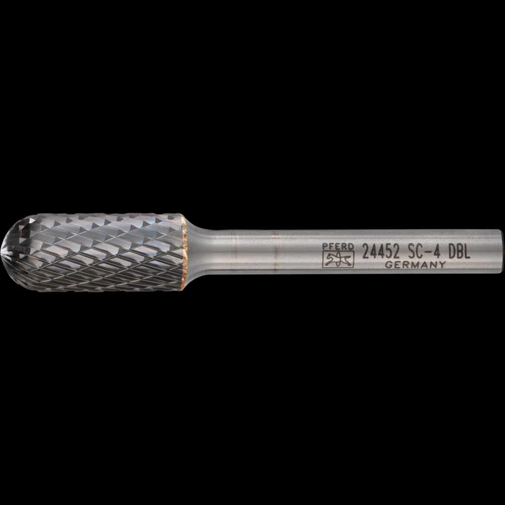 PFERD Carbide Bur SC-4 Cylindrical Radius End Double Cut 7/16&#34; x 1&#34; x 1/4&#34; Shank