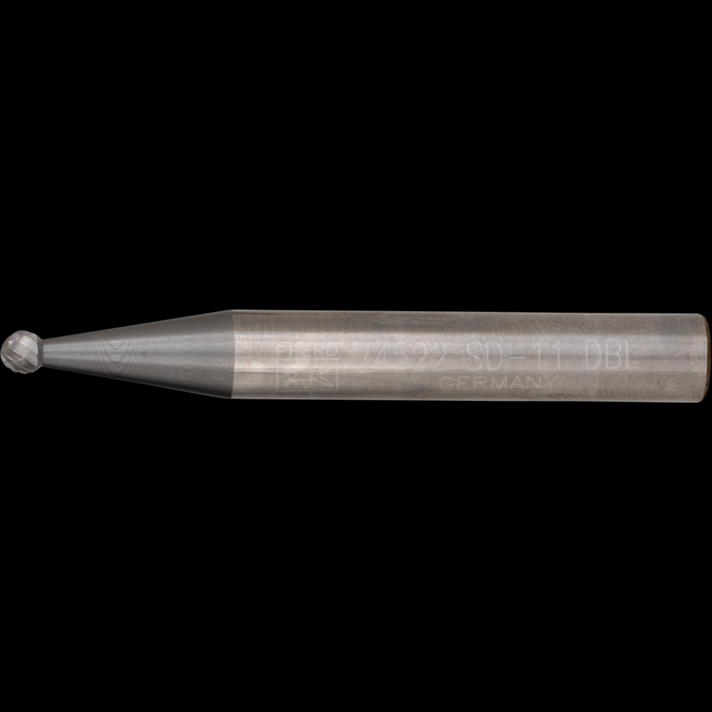 PFERD Carbide Bur SD-11 Ball Shape Double Cut 1/8&#34; x 3/32&#34; x 1/4&#34; Shank