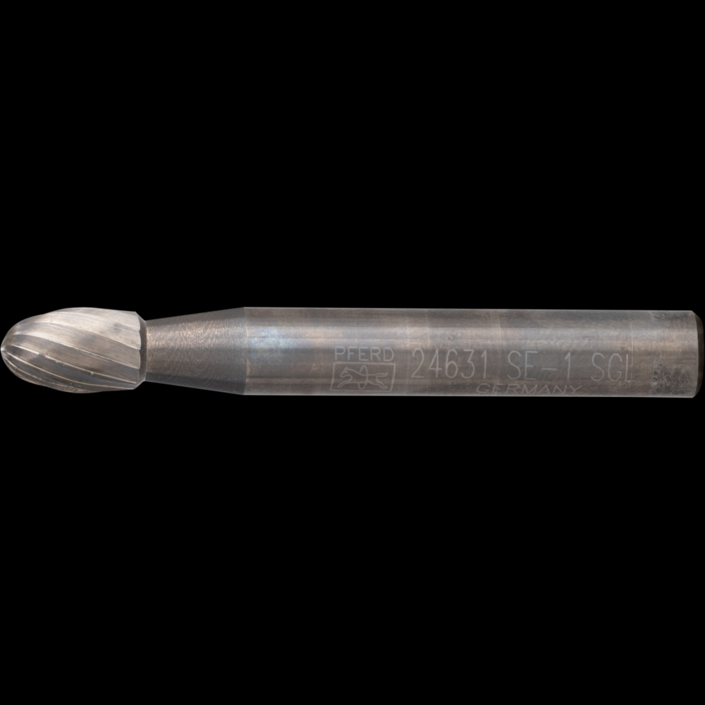 PFERD Carbide Bur SE-1 Oval Shape Single Cut 1/4&#34; x 3/8&#34; x 1/4&#34; Shank