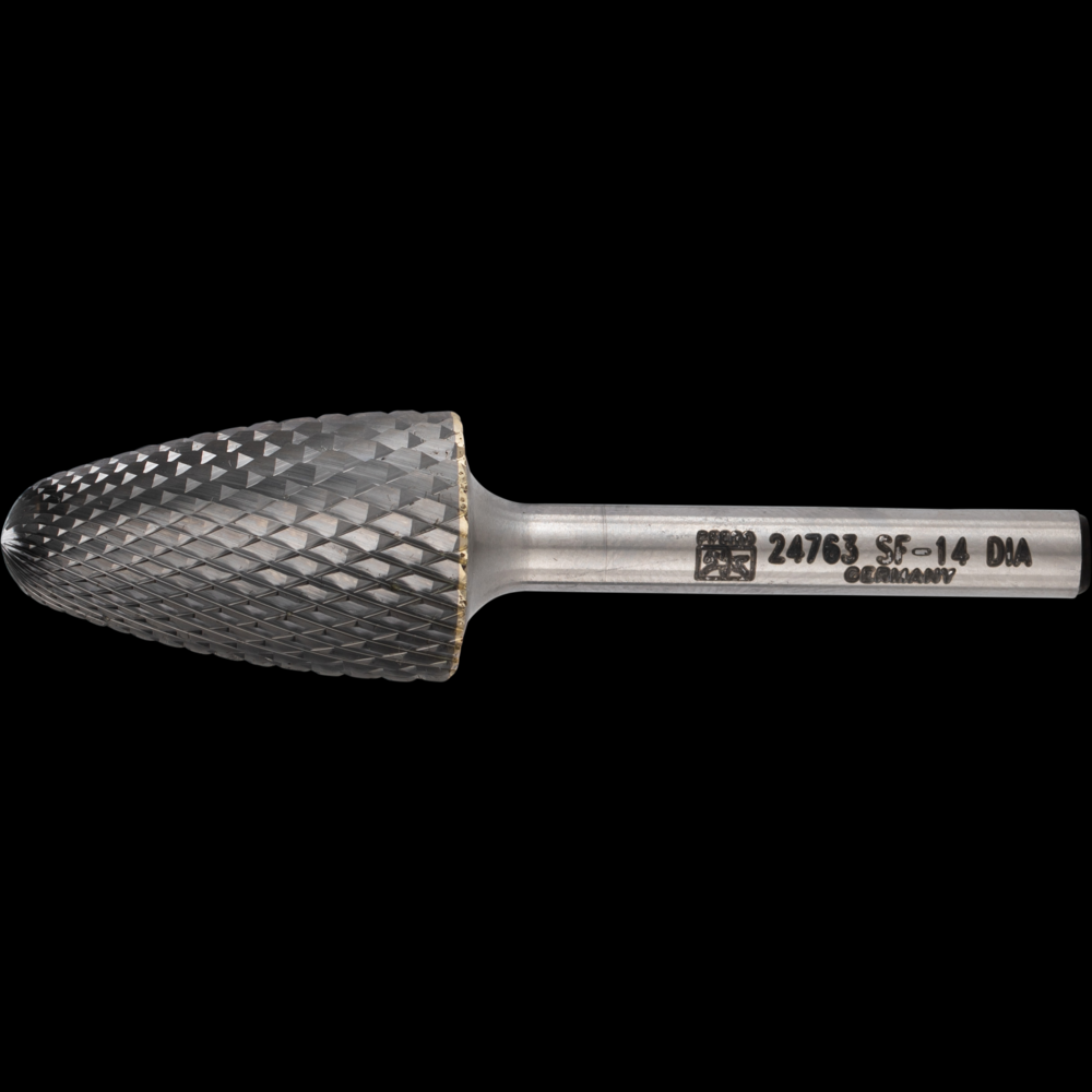 PFERD Carbide Bur SF-14 Tree Shape Diamond Cut 3/4&#34; x 1-1/4&#34; x 1/4&#34; Shank