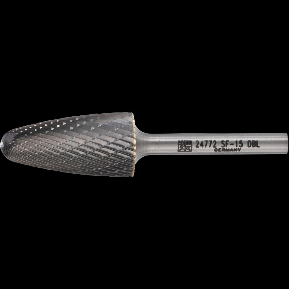 PFERD Carbide Bur SF-15 Tree Shape Double Cut 3/4&#34; x 1-1/2&#34; x 1/4&#34; Shank