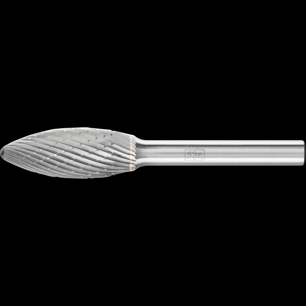 PFERD Carbide Bur SH-5 Flame Shape Double Cut 1/2&#34; x 1-1/4&#34; x 1/4&#34; Shank
