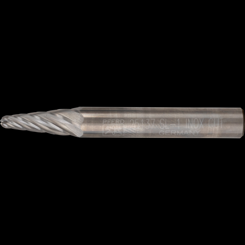 PFERD Carbide Bur SL-1 14° Taper INOX Cut 1/4&#34; x 5/8&#34; x 1/4&#34; Shank
