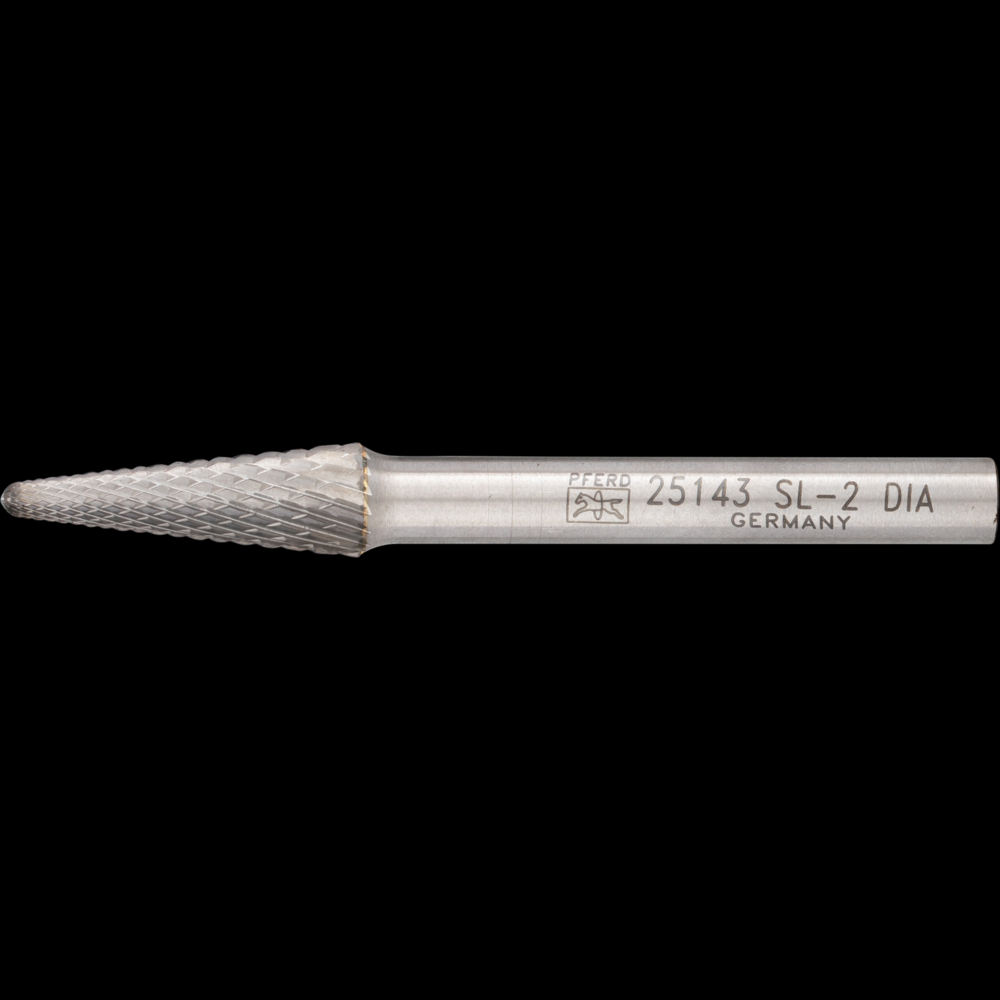 PFERD Carbide Bur SL-2 14° Taper Diamond Cut 5/16&#34; x 7/8&#34; x 1/4&#34; Shank