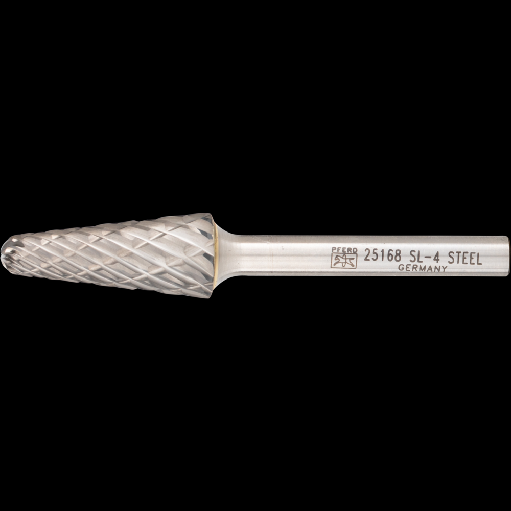 PFERD Carbide Bur SL-4 14° Taper STEEL Cut 1/2&#34; x 1-1/8&#34; x 1/4&#34; Shank
