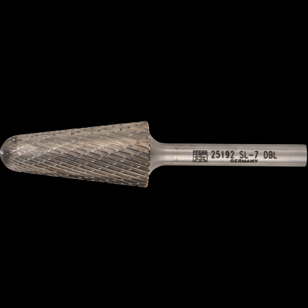 PFERD Carbide Bur SL-7 14° Taper Double Cut 3/4&#34; x 1-1/2&#34; x 1/4&#34; Shank