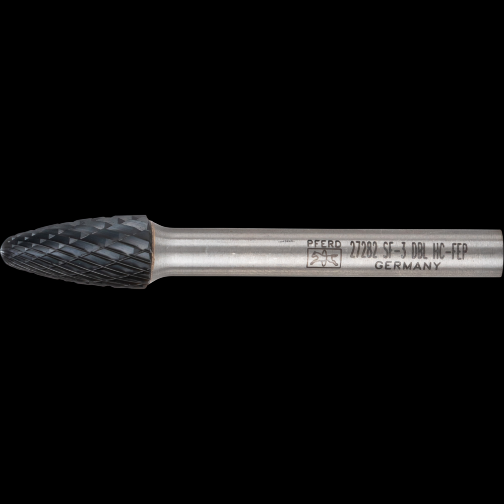 PFERD HICOAT® Carbide Bur SF-3 Tree Shape Double Cut 3/8&#34; x 3/4&#34; x 1/4&#34; Shank