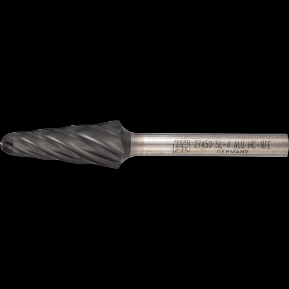 PFERD HICOAT® Carbide Bur SL-4 14º Taper ALU Cut 1/2&#34; x 1-1/8&#34; x 1/4&#34; Shank