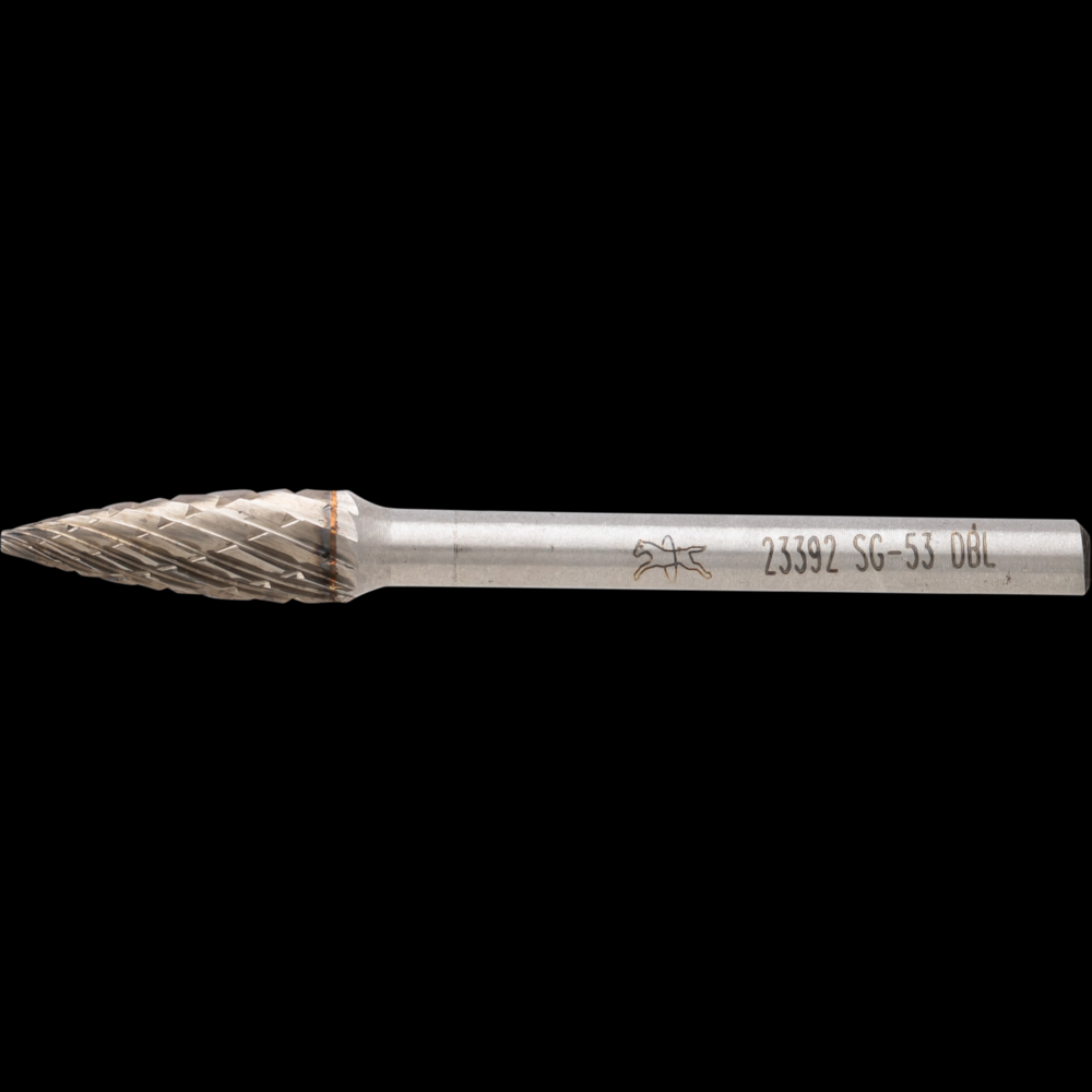 PFERD Carbide Bur SG-53 Pointed Tree Shape Double Cut 3/16&#34; x 1/2&#34; x 1/8&#34; Shank