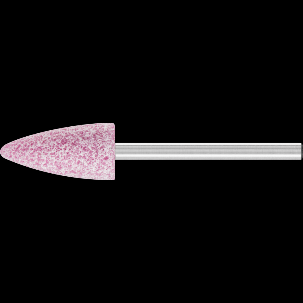 PFERD Vitrified Mounted Point, STEEL EDGE, 3/8&#34; x 3/4, 46 Grit, B52, AO, 1/8&#34; Shank
