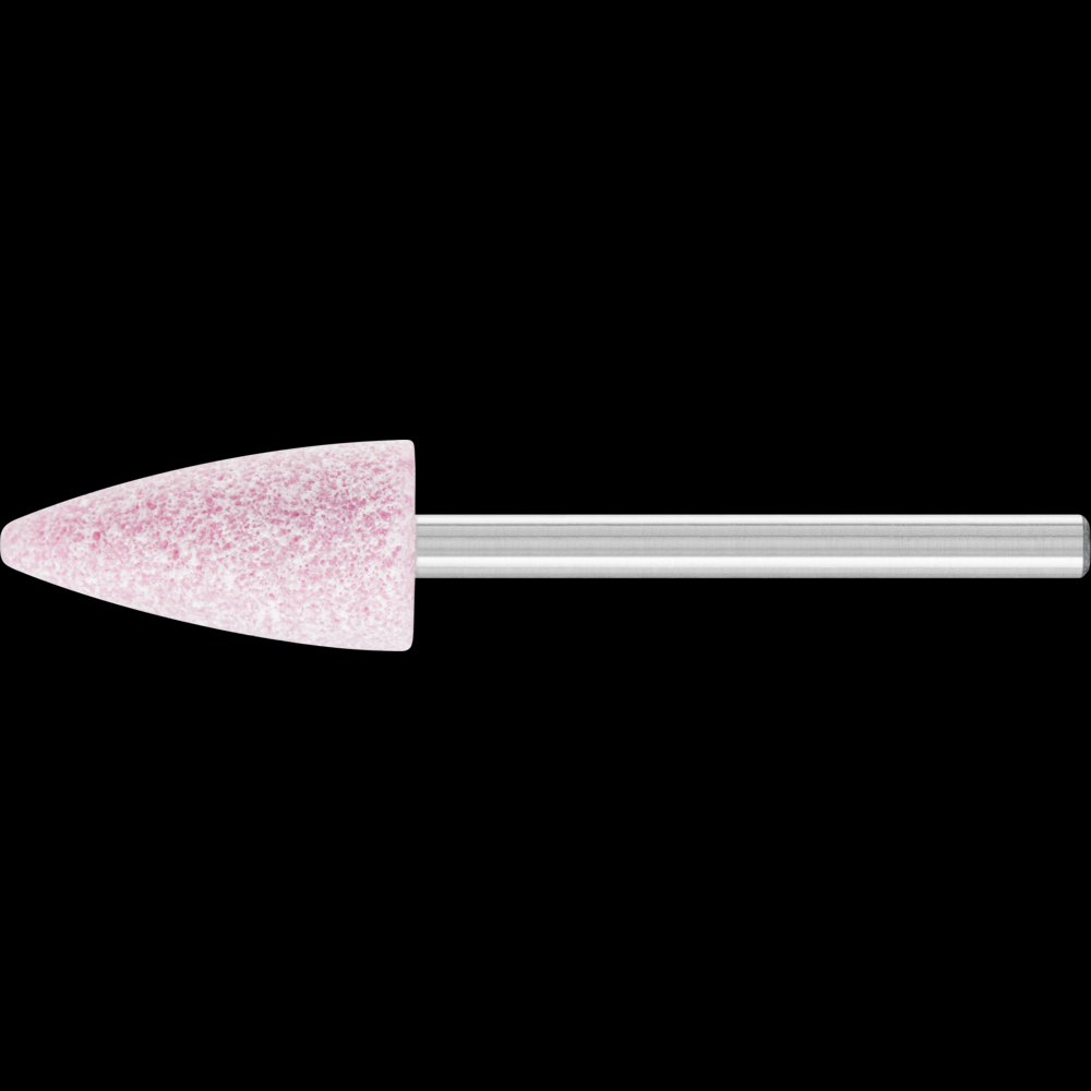 PFERD Vitrified Mounted Point, STEEL EDGE, 3/8&#34; x 3/4, 80 Grit, B52, AO, 1/8&#34; Shank