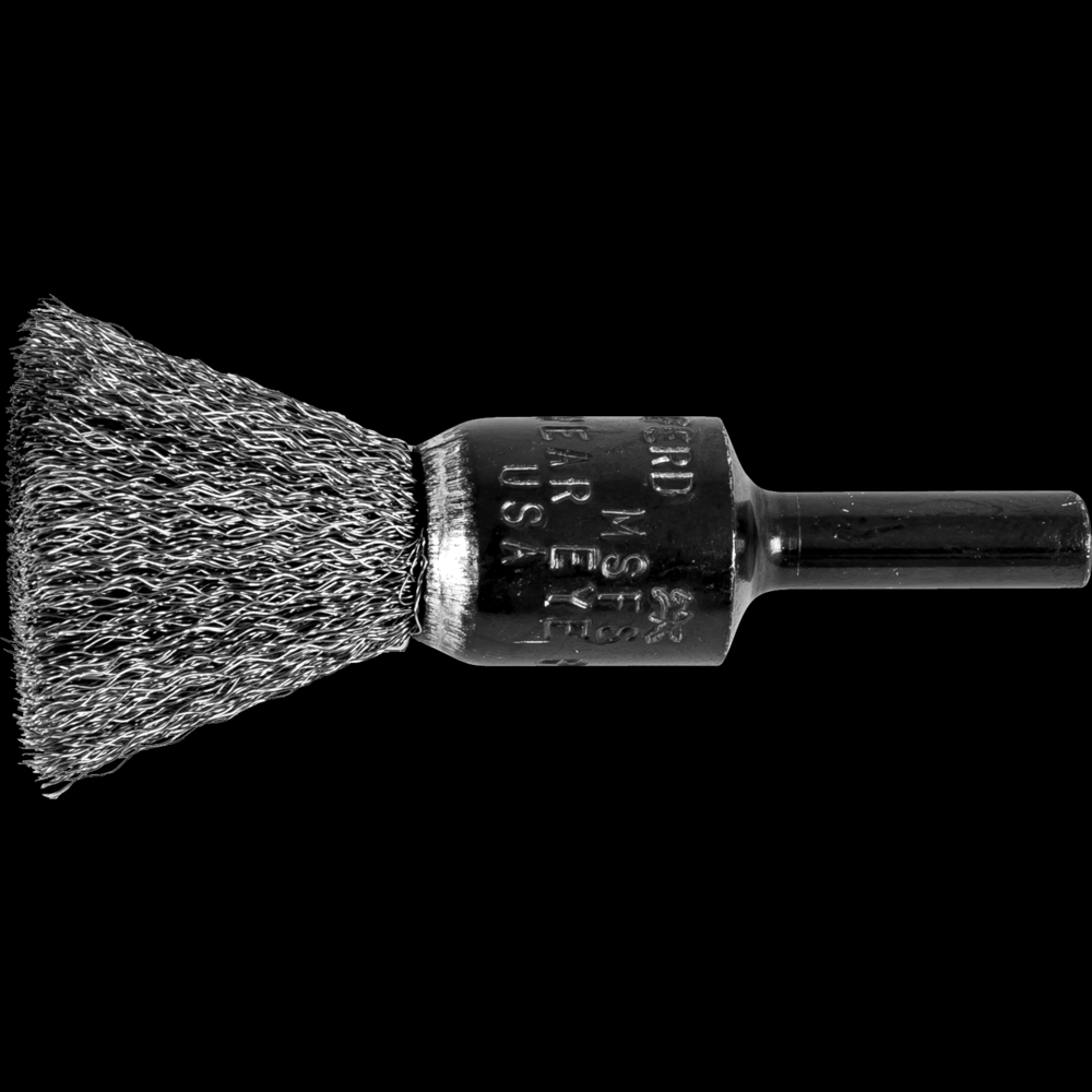 PFERD Crimped Wire End Brush 1/2&#34; Dia. .006 Stainless Steel 1/4&#34; Shank