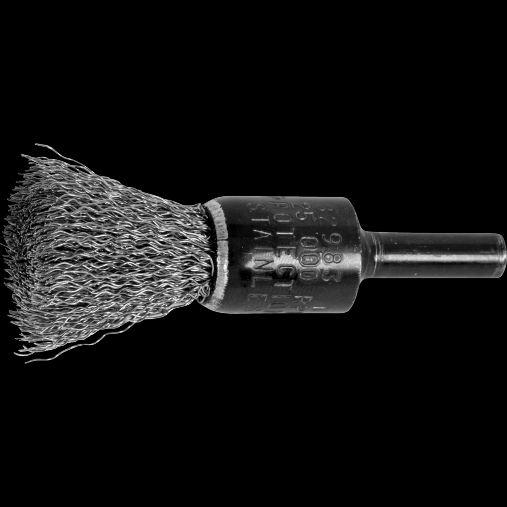 PFERD Crimped Wire End Brush 1/2&#34; Dia. .010 Stainless Steel 1/4&#34; Shank