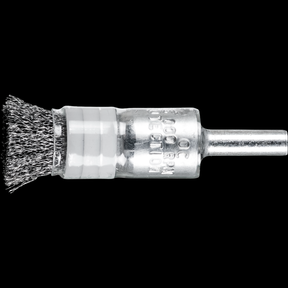 PFERD Banded Crimped Wire End Brush 1/2&#34; Dia. .006 Carbon Steel 1/4&#34; Shank